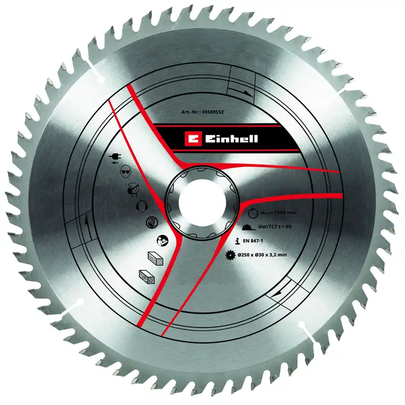Aanbieding - Einhell HM TCT Zaagblad - 1 stuk - Ø250x30x3,2 mm / 60 T