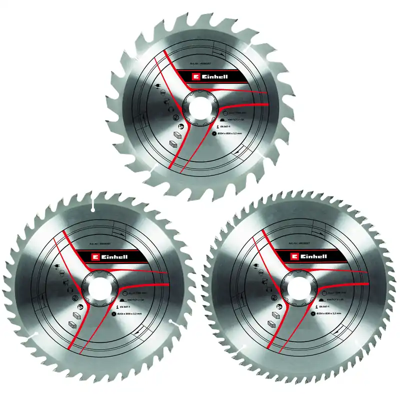Tijdelijk aanbod - Einhell HM TCT Zaagbladenset - 3-delig - Ø254x30x3,2 mm (24, 42, 60 T)