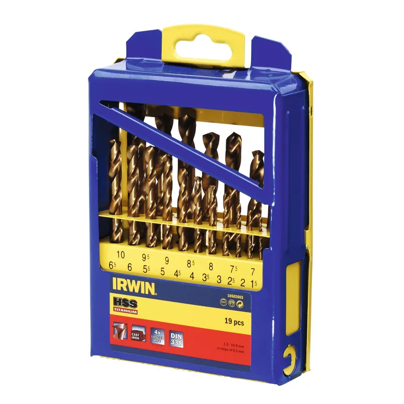 Topprijs - IRWIN HSS Metaalboren 135° Titanium, 19PCS Set in metalen koffer 1,0 - 10,0 mm