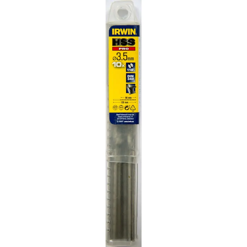 Prijsverlaging - IRWIN HSS PRO Metaalboor (lang) 118° 3.5mm 10PCS