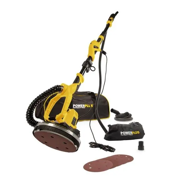 Nu beschikbaar - PowerPlus Wandschuurmachine Telescopisch 1050W Ø225 mm – incl. 6 accessoires