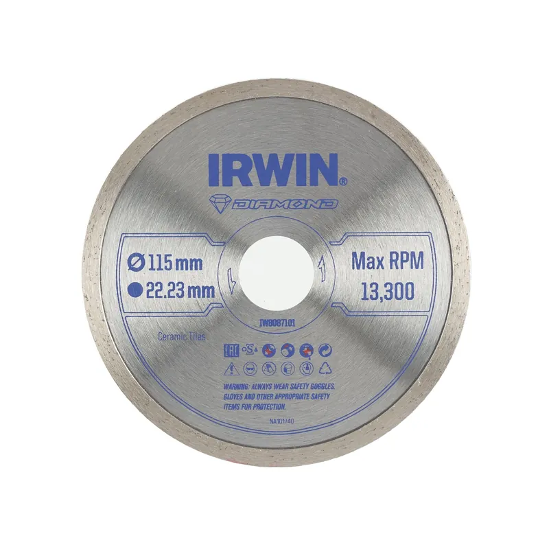 Veilig betalen | IRWIN Pro Performance diamantzaagblad 115mm voor haakse slijper, keramiek en tegels, volle rand
