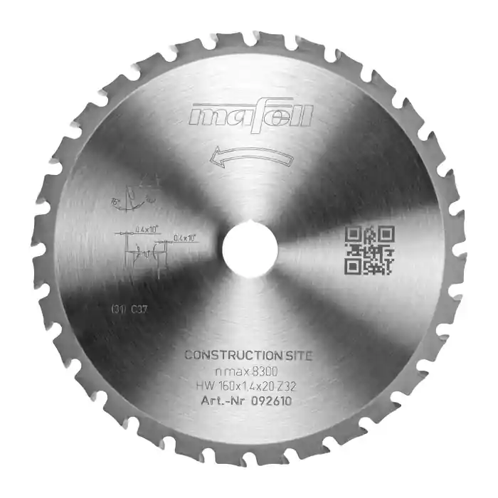Nu beschikbaar | Mafell Zaagblad KSB-CS160, HW, 160 x 1,4 x 20 mm, Z32, WZFA, Construction Site