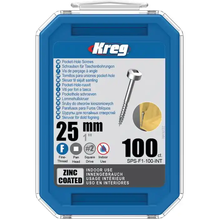 Kreg Pocket-Hole Schroeven 25 mm verzinkt (100 st.) - Nog maar een paar beschikbaar