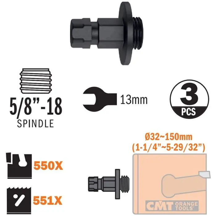 Alleen deze week - CMT - Adapter voor alle type gatzagen Ø32-150mm - 3 stuks - XTREME FAST adapter - Geschikt voor Ø32-150mm
