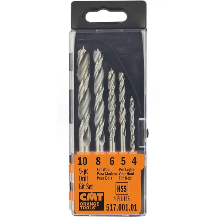 CMT - 5-delige spiraalborenset (dubbele spiraal) - D=4 5 6 8 10mm Z2 - RH (rechtsdraaiend) HSS | Topkwaliteit