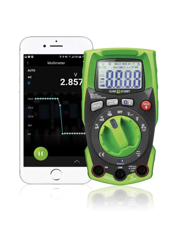 Topproduct | Elma professionele digitale multimeter True RMS AC/DC 600V met bluetooth