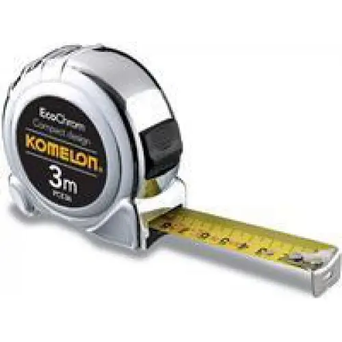 Premiumkwaliteit - Komelon rolbandmaat rolmaat met stop 3m 16mm verchroomd ABS met clip