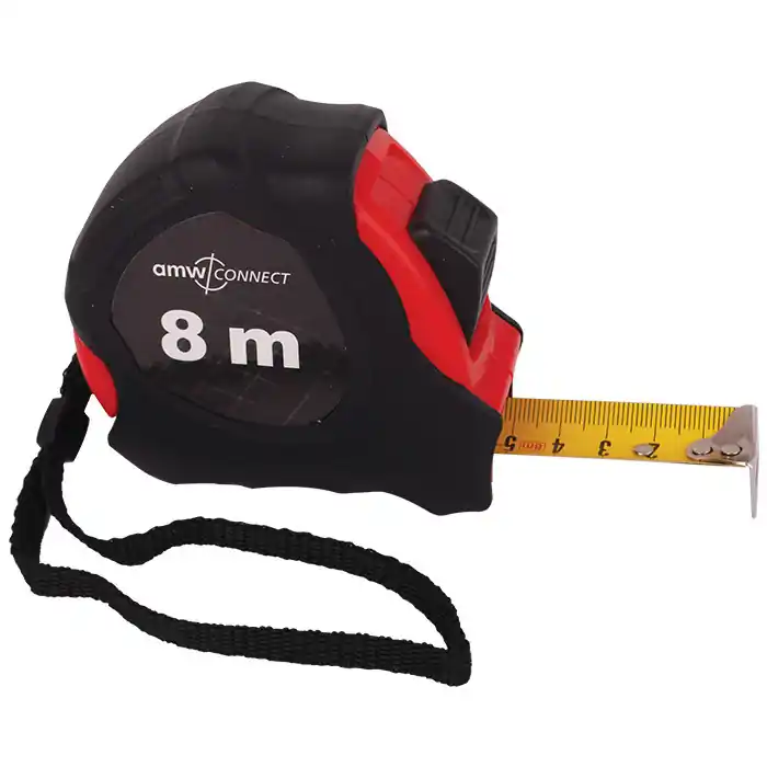 AMW rolbandmaat met rem 8m x 25mm | Nieuw
