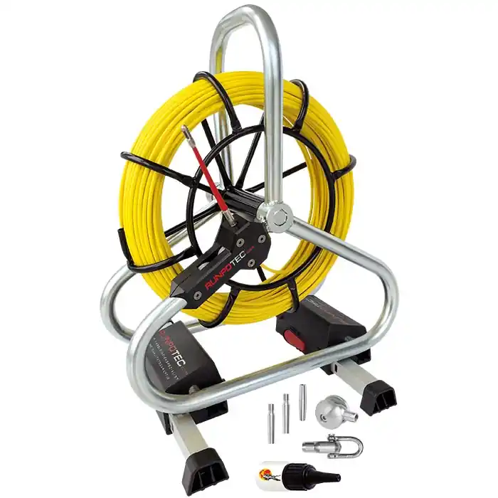 Flitsaanbieding - Runpotec Profi-set glasvezel trekveer met haspel Ø4.5mm RTG6 80 meter