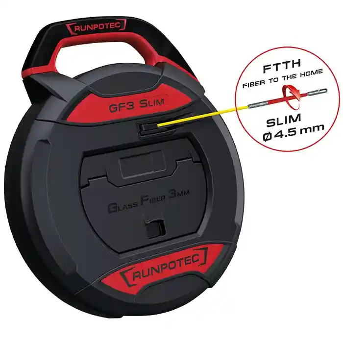 Goed beoordeeld - Runpotec GF3 SLIM glasvezeltrekveer Ø3mm met RG4.5 geleidekop met frontdraad zonder lengtemeter - 20 meter