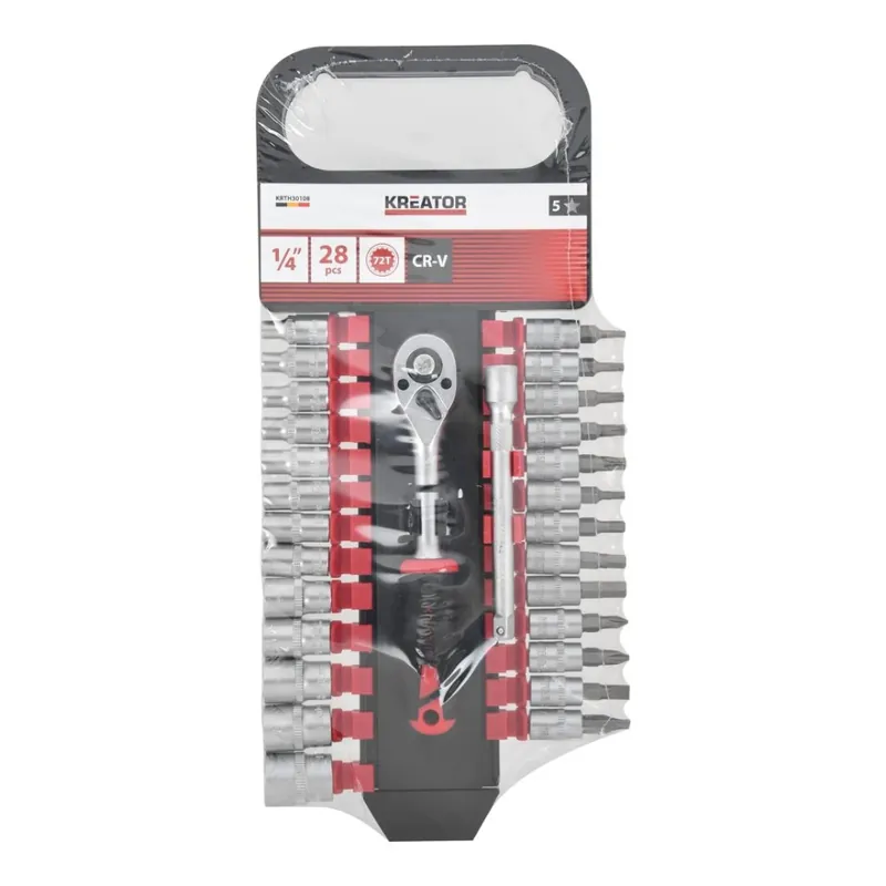 Alleen deze week - Kreator dopsleutelset 1/4" met houder 28-delig