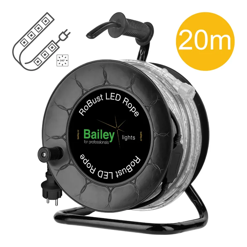 Aanrader | Bailey LED robust rope 8W/m 840lm/m 120LEDs/m 4000K - 20 meter op haspel IP65