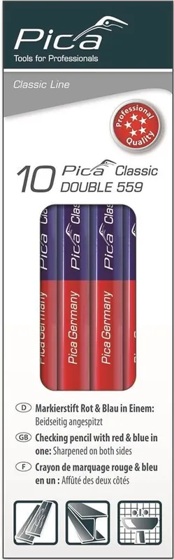 Extra voordeel - Pica dubbel potlood rood/blauw 17,5cm - per 10 stuks