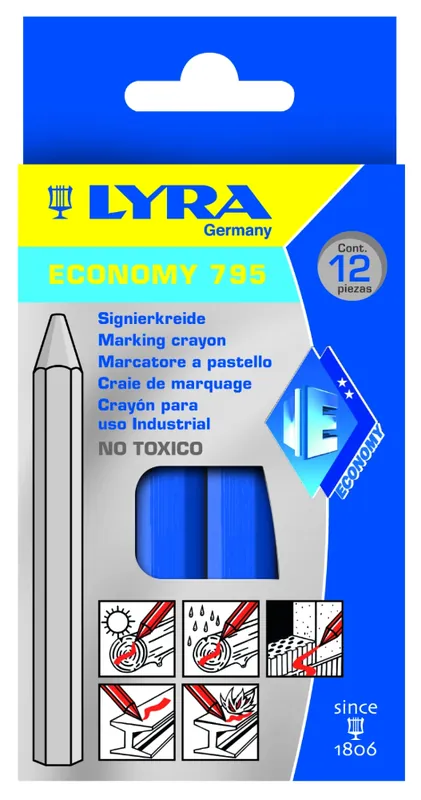 Extra korting - Lyra merkkrijt blauwe set van 12 stuks