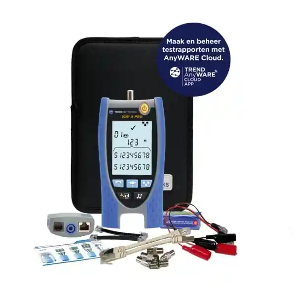 Snelle levering - TREND Networks VDV II AnyWARE Pro kabeltester met TDR functie PoE meting en backlit display