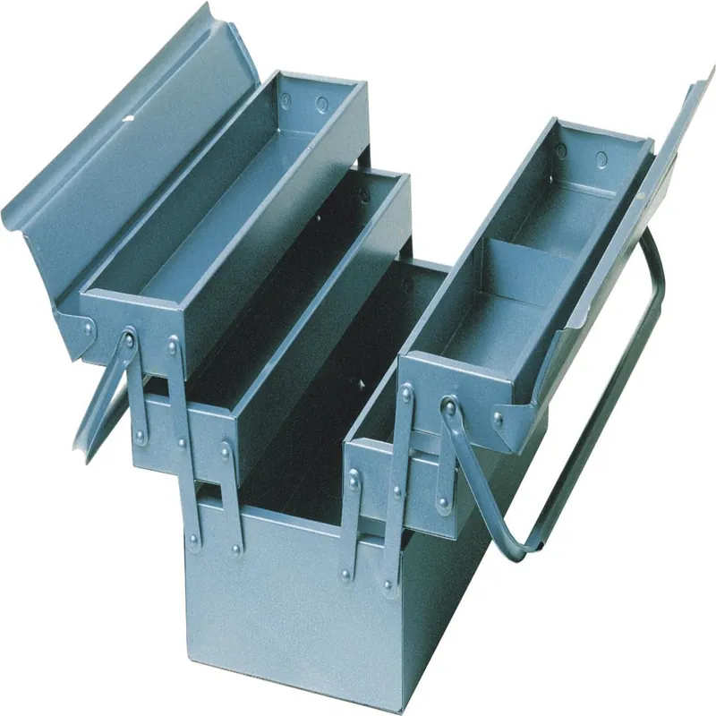 Erro metalen gereedschapskist uitklapbaar 430x210x210mm 5-delig - blauw - Makkelijk bestellen