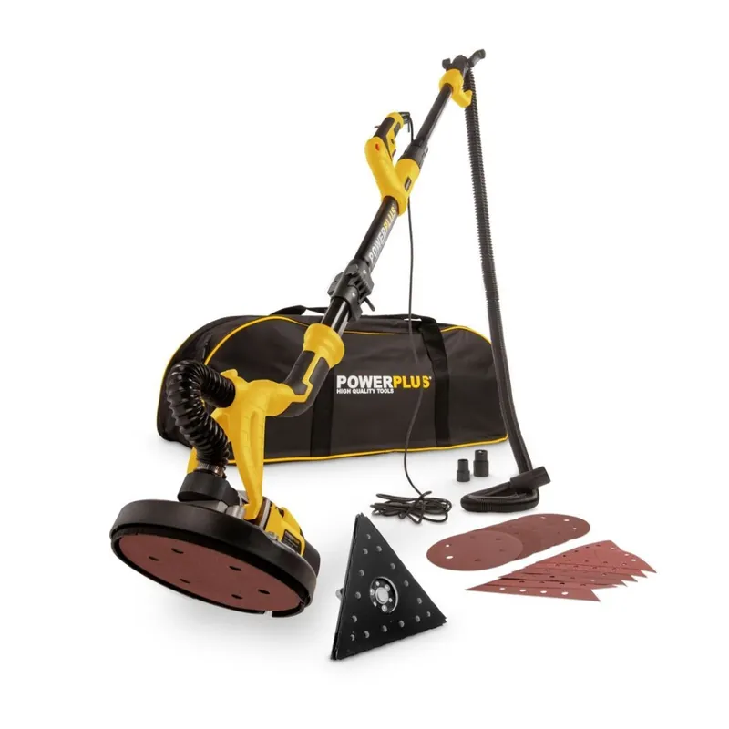 Direct van de fabrikant | PowerPlus langnek telescopische schuurmachine 230V 710W Ø225mm en 285mm driehoek voor in hoeken
