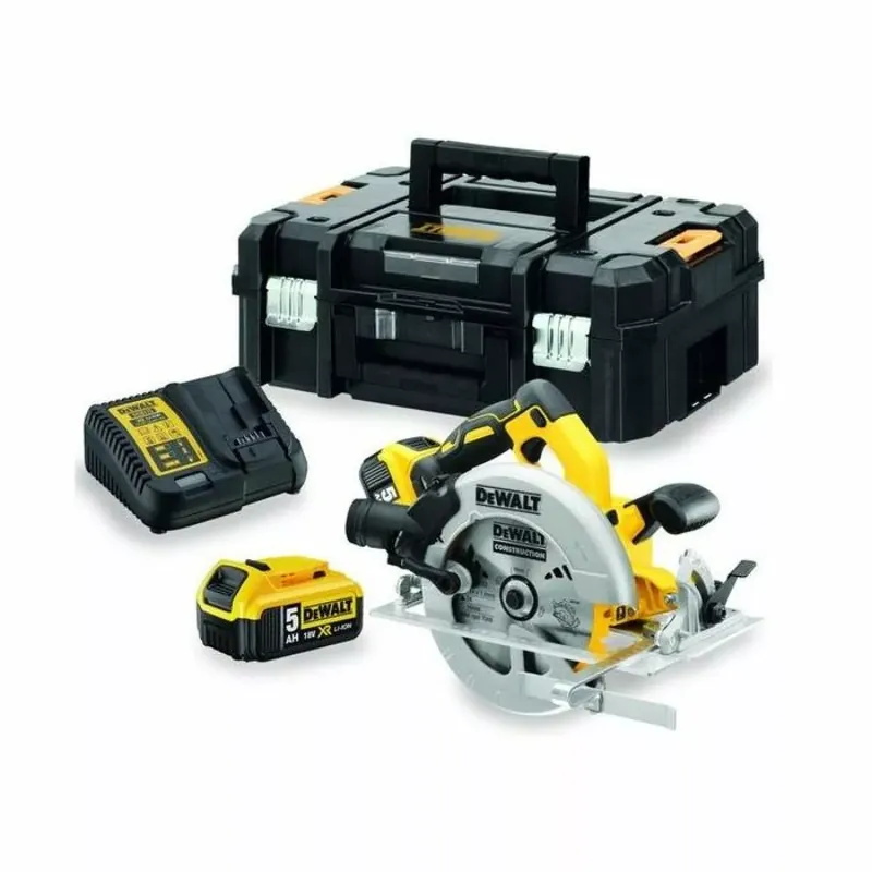 Bestel nu - DeWALT DCS572P2-QW 18V Li-ion XR accu cirkelzaag set (2x 5.0Ah) in TSTAK - 184mm