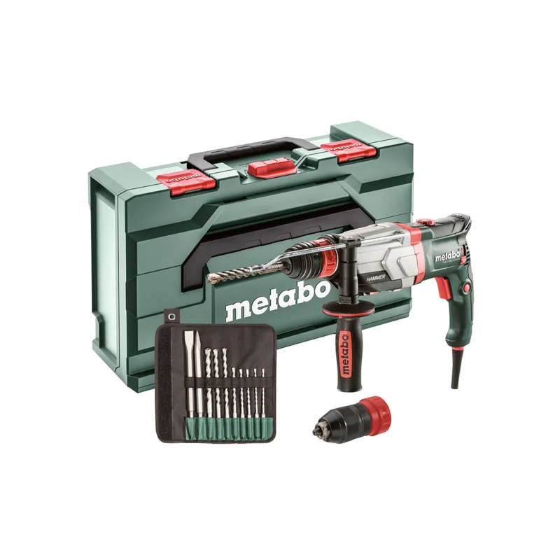 Dagdeal - Metabo UHEV 2860-2 Quick Set SDS-Plus Combihamer incl. 10 delig boor- en beitelset in MetaBox - 1100W - 3.4J