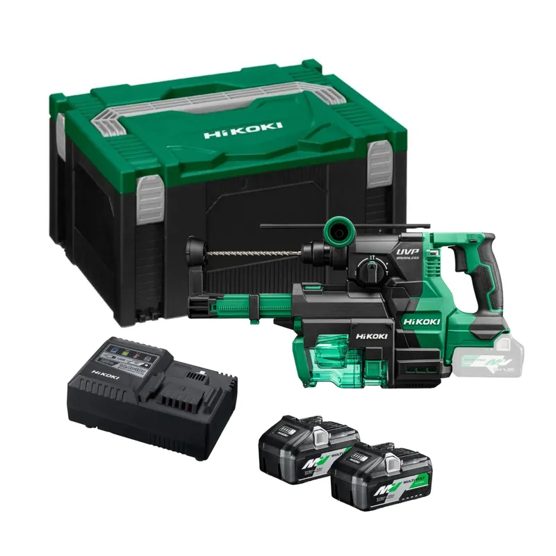 Veel gekozen - HiKOKI DH1826DAWUZ 18V Li-ion accu SDS-PLUS boor-/breekhamer set (2x 5.0Ah accu) in HSC III Koffer inclusief stofafzuigunit - 3,2J