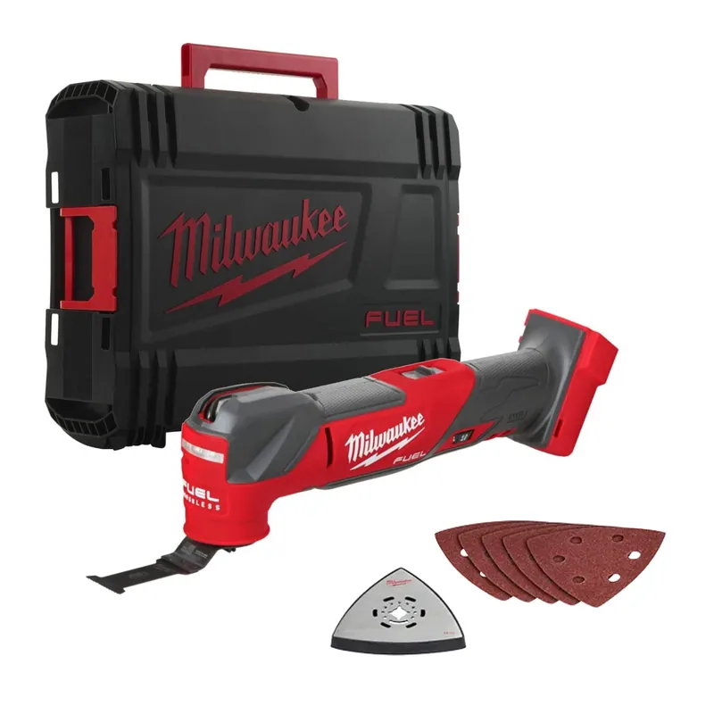 Zeer goed beoordeeld | Milwaukee M18 FMT-0X 18V Li-ion Accu multitool body + 8 delige accessoireset in HD Box