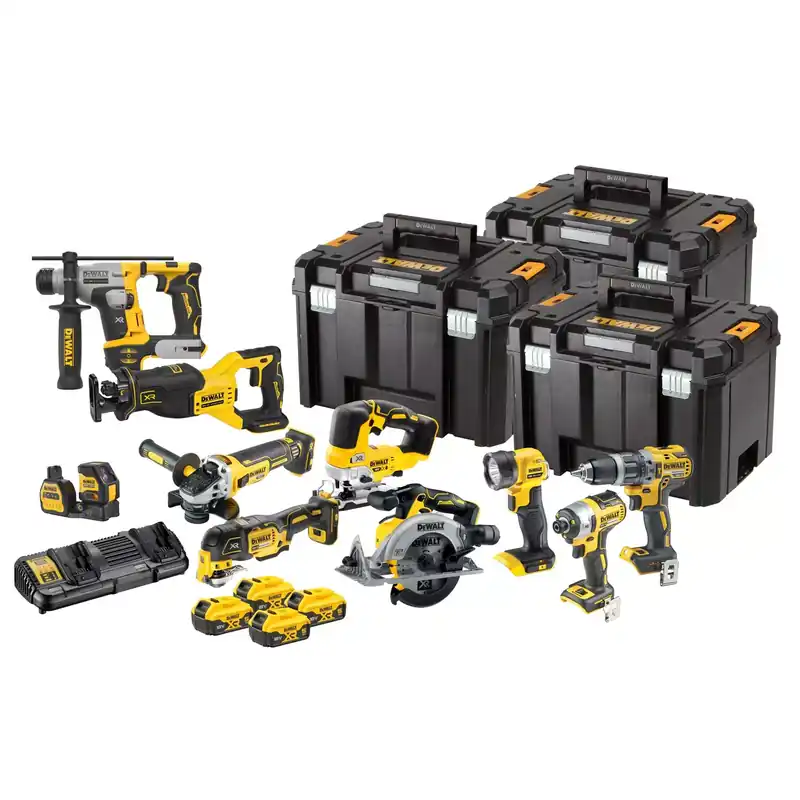 Bestelbaar | DeWALT DCK1012P4T-QW 18V Li-ion accu 10-delige combiset (4x 5.0Ah accu) in TSTAK
