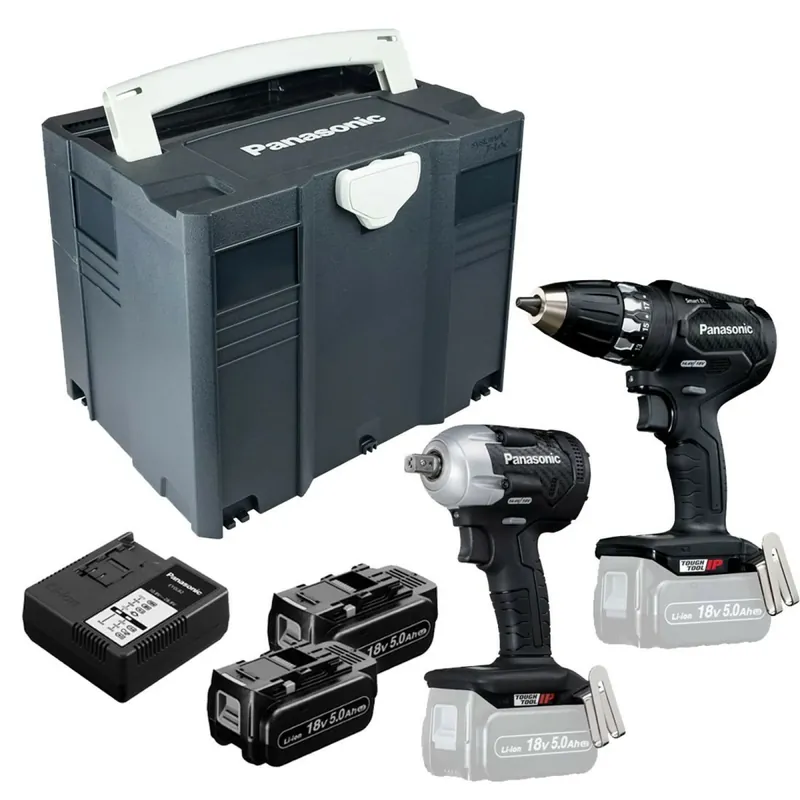 Panasonic EYC232LJ2G 18V Li-Ion accu boor-/schroefmachine (EY74A3X) & slagmoersleutel (EY75A8X) combiset (2x 5.0Ah accu) in systainer | Premium