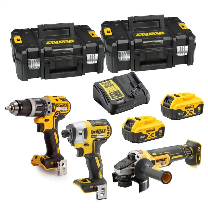 Dagdeal - DeWALT DCK384P2T-QW 18V Li-ion XR accu 3-delige combiset (2x 5.0Ah) in TSTAK - koolborstelloos