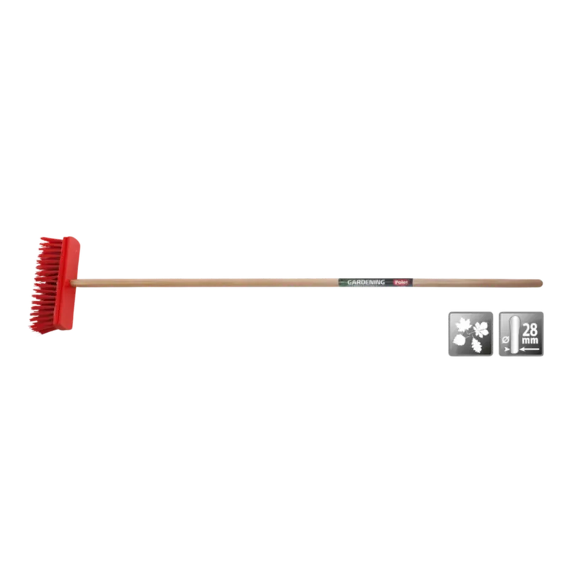 Korting - Polet Roodgelakte bezem (30 cm, korte PVC-haren, met steel)