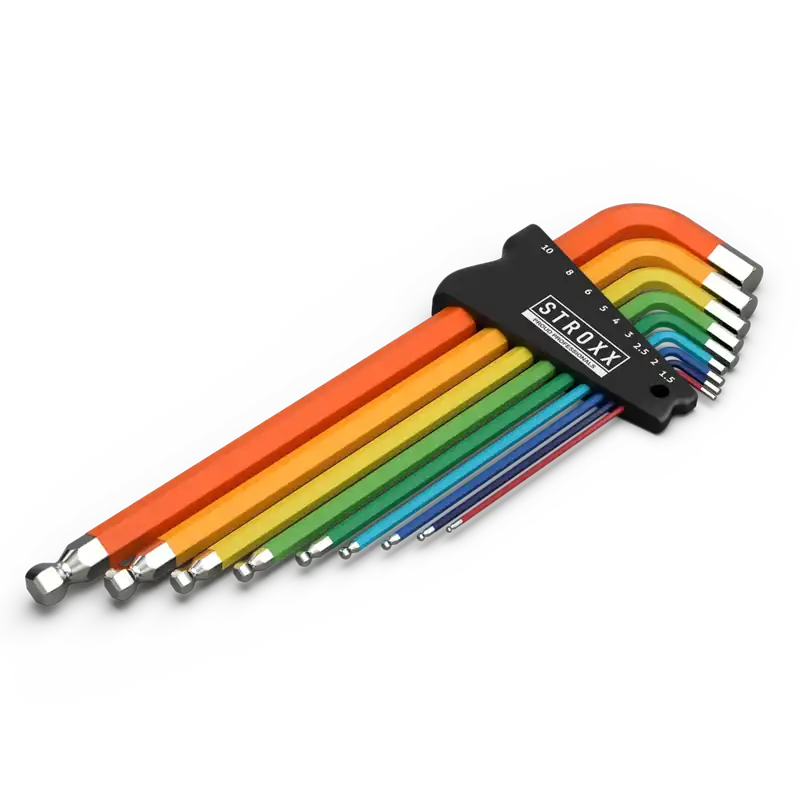 Bespaar nu | STROXX Inbussleutelset extra lang met kogelkop (1,5-10 mm, 9-delig, kleur)
