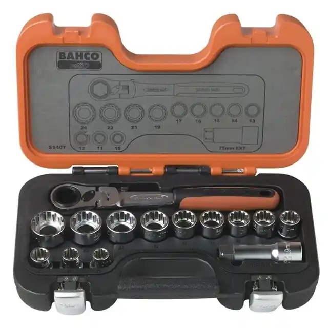 Zolang de voorraad strekt - Bahco doppenset 14-delig type S140T